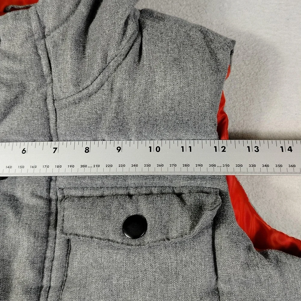 Old Navy Vest Youth Large 10-12 Gray Hooded Quilted Puffer School Winter Warm